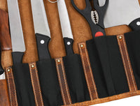 Vicenza Leather Knife Roll - Caramel Brown