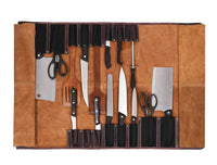 Vicenza Leather Knife Roll - Walnut Brown