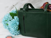 Toledo Leather Handbag -  Pine Green
