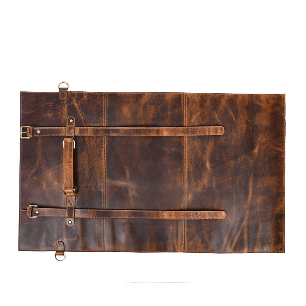 Leather Knife Roll Bag with Handle – Handmade Rustic Chef Knife Roll, - Aaron Leather Goods Inc
