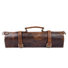 Leather Knife Roll Bag with Handle – Handmade Rustic Chef Knife Roll, - Aaron Leather Goods Inc