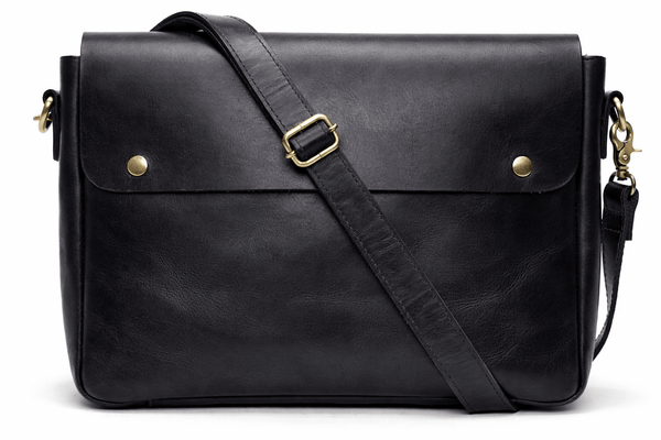 Leather Messenger Bag with Flap Closure & Adjustable Strap - Aaron Leather Goods Inc