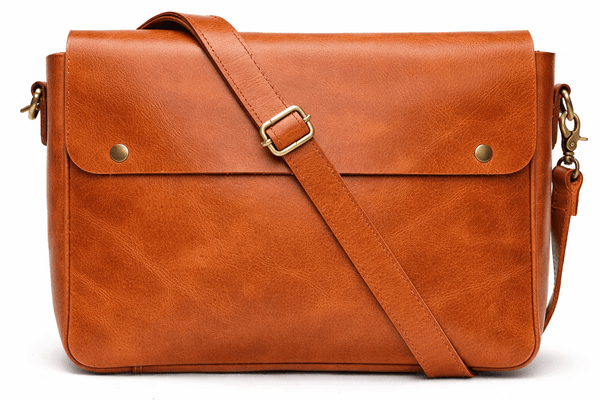 Leather Messenger Bag with Flap Closure & Adjustable Strap - Aaron Leather Goods Inc
