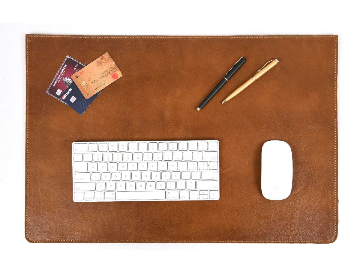 Olivia Leather Desk Mat - Caramel Brown