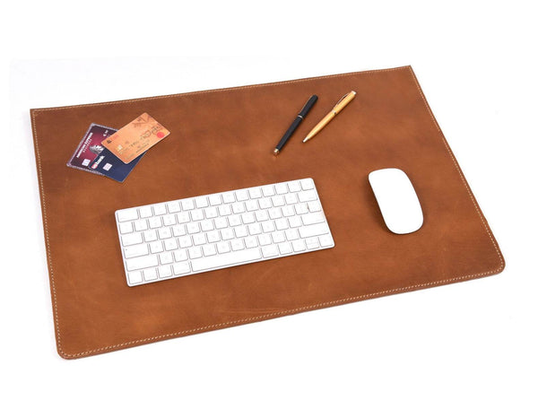 Olivia Leather Desk Mat - Caramel Brown - Aaron Leather Goods 