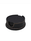 Cannes Leather Coaster - Raven Black