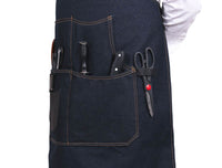 Benito Leather Canvas Apron - Denim Blue