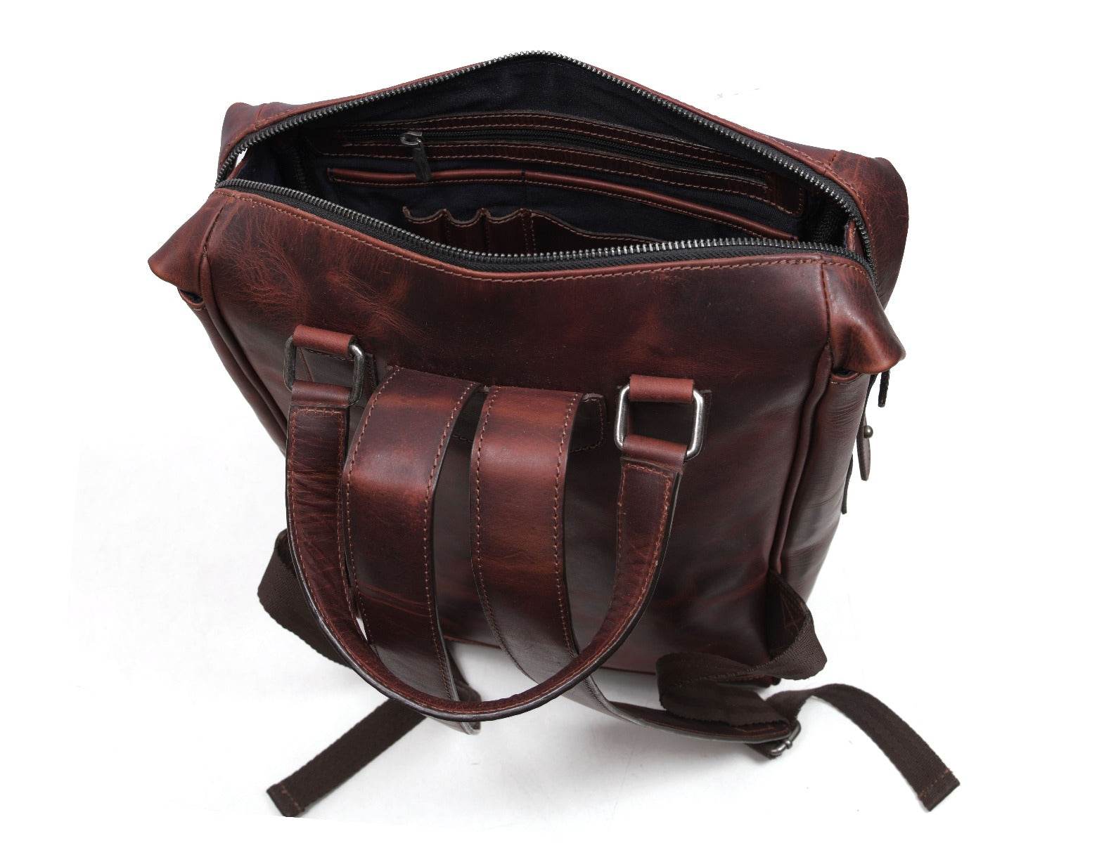 brown leather messenger bag backpack Oakland Leather Backpack - Walnut Brown