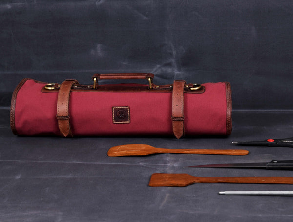 Malaga Canvas Knife Roll - Carmine