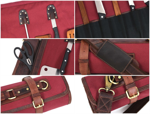 Malaga Canvas Knife Roll - Carmine