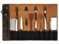 Tuscania Leather Knife Roll -  Cedar