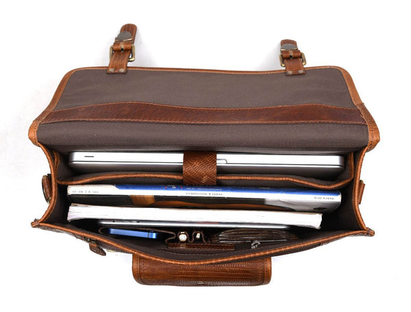 Aaron Leather Goods leather Briefcase & Organizer Combo - Aaron Leather Goods 