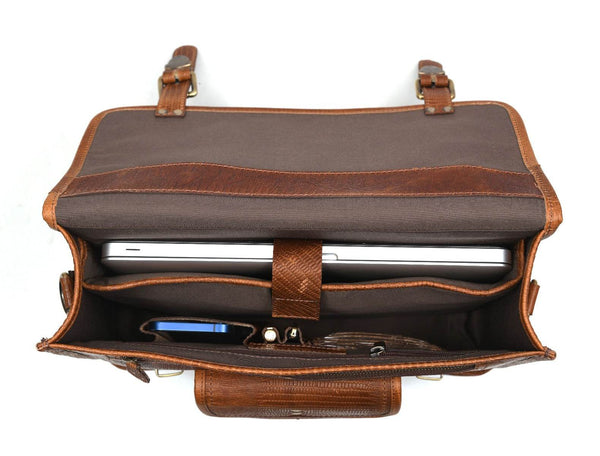 Aaron Leather Goods leather Briefcase & Organizer Combo - Aaron Leather Goods 