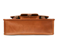 Aaron Leather Goods leather Briefcase & Organizer Combo- Brown