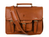 Aaron Leather Goods leather Briefcase & Organizer Combo- Brown