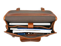 Aaron Leather Goods leather Briefcase & Organizer Combo- Brown
