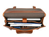 Aaron Leather Goods leather Briefcase & Organizer Combo- Brown