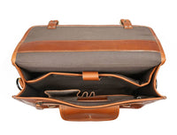 Aaron Leather Goods leather Briefcase & Organizer Combo- Brown