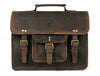 Aaron Leather Goods leather Briefcase & Organizer Combo- Brown