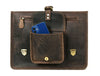 Aaron Leather Goods leather Briefcase & Organizer Combo- Brown