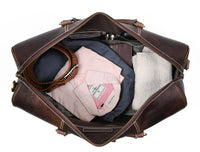 Austin Leather Overnight Bag with Wallet & Toiletry Bag Combo - Dark Brown