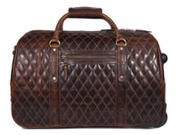 Ascend Quilted Leather Trolley Bag- Brown