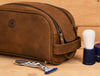 Omaha Leather Toiletry Bag - Tortilla Brown