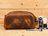 Omaha Leather Toiletry Bag - Penny Brown