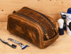 Omaha Leather Toiletry Bag - Penny Brown