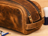 Omaha Leather Toiletry Bag - Penny Brown