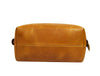 Valencia Canvas Leather Toiletry Bag - Caramel Brown - Aaron Leather Goods 