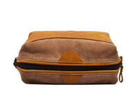 Valencia Canvas Leather Toiletry Bag - Caramel Brown