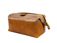 Valencia Canvas Leather Toiletry Bag - Caramel Brown