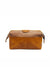 Valencia Canvas Leather Toiletry Bag - Caramel Brown - Aaron Leather Goods 