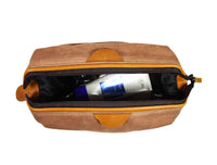 Valencia Canvas Leather Toiletry Bag - Caramel Brown