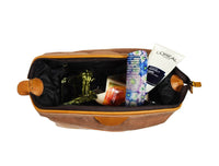 Valencia Canvas Leather Toiletry Bag - Caramel Brown