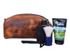 Omaha Leather Toiletry Bag - Caramel Brown - Aaron Leather Goods 