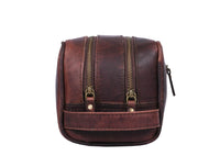 Tampa Leather Toiletry Bag - Walnut Brown