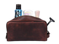Tampa Leather Toiletry Bag - Walnut Brown