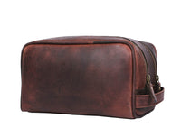 Tampa Leather Toiletry Bag - Walnut Brown
