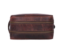 Tampa Leather Toiletry Bag - Walnut Brown