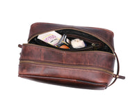 Tampa Leather Toiletry Bag - Walnut Brown