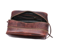 Tampa Leather Toiletry Bag - Walnut Brown
