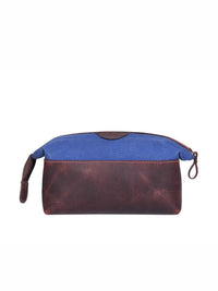 Valencia Canvas Leather Toiletry Bag - Blue