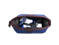 Valencia Canvas Leather Toiletry Bag - Blue