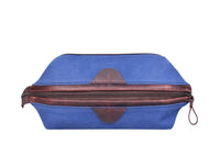 Valencia Canvas Leather Toiletry Bag - Blue