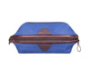 Valencia Canvas Leather Toiletry Bag - Blue - Aaron Leather Goods 