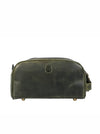 Omaha Leather Toiletry Bag - Seaweed Green