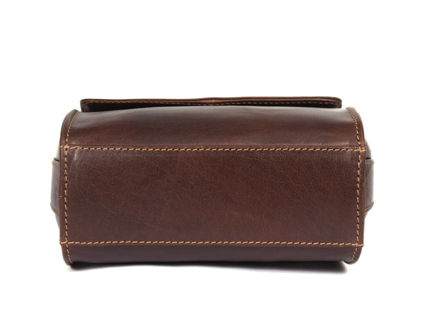 Lowell Leather Cross - Body Bag - Caramel - Aaron Leather Goods Inc