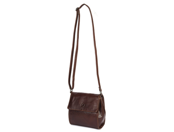 Lowell Leather Cross - Body Bag - Caramel - Aaron Leather Goods Inc